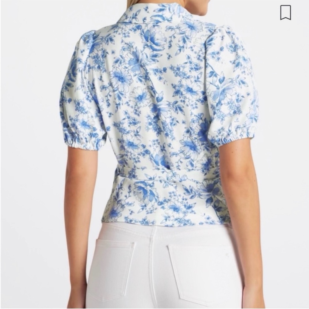 Violets & Roses Blue Floral Wrap Blouse | Size M | NEW - Picture 11 of 12